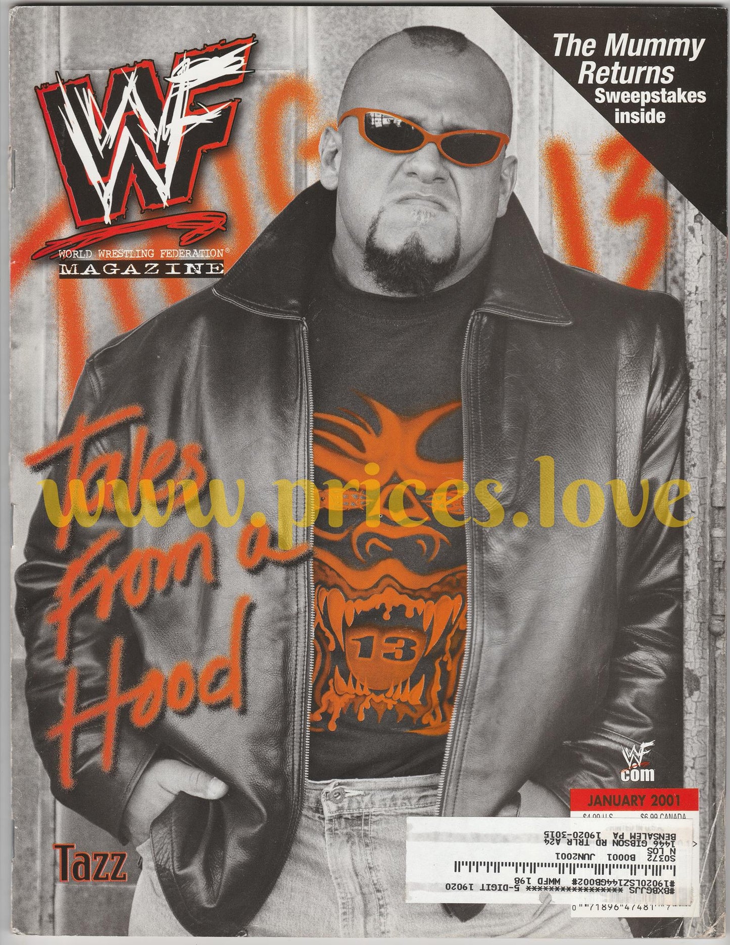 WWF Wrestling Magazine January 2001 Tazz No Mercy Mideon Kurt Angle Too Cool WWE