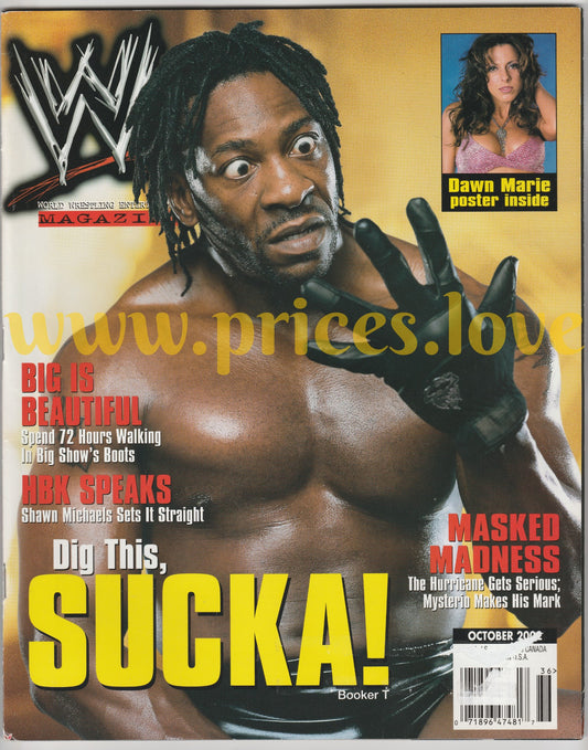 WWE Wrestling Magazine October 2002 Booker T Dawn Marie POSTER Hurricane HBK WWF