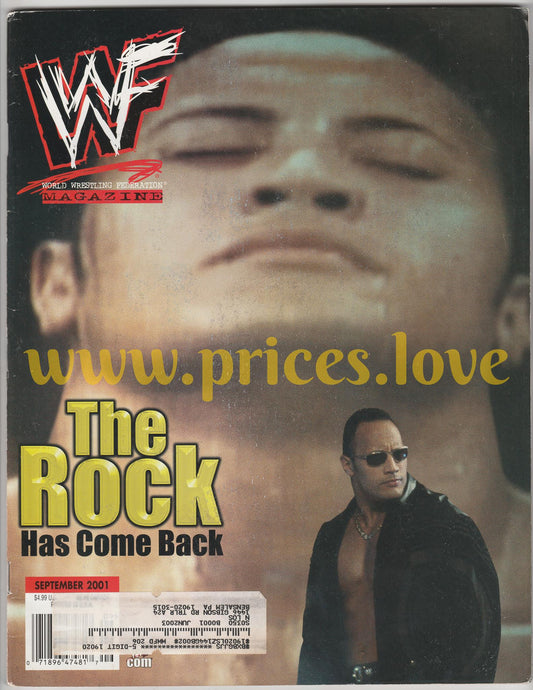 WWF Wrestling Magazine September 2001 The Rock Chris Jericho POSTER wwe Kaientai