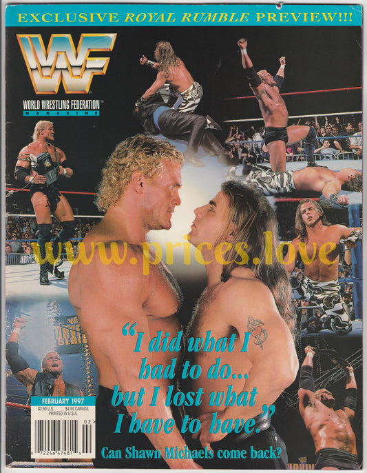 WWF Wrestling Magazine February 1997 Sycho Sid Shawn Michaels  Royal Rumble WWE