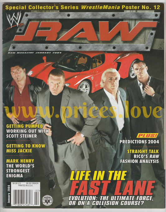 WWE RAW Wrestling Magazine January 2004 Evolution Triple H Ric Flair POSTER WWF