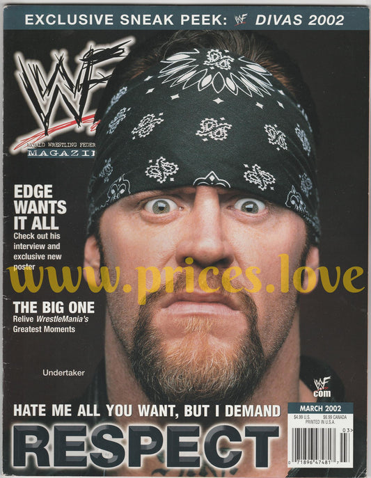 WWF Wrestling Magazine March 2002 Undertaker Wrestlemania Moments POSTER wwe wcw