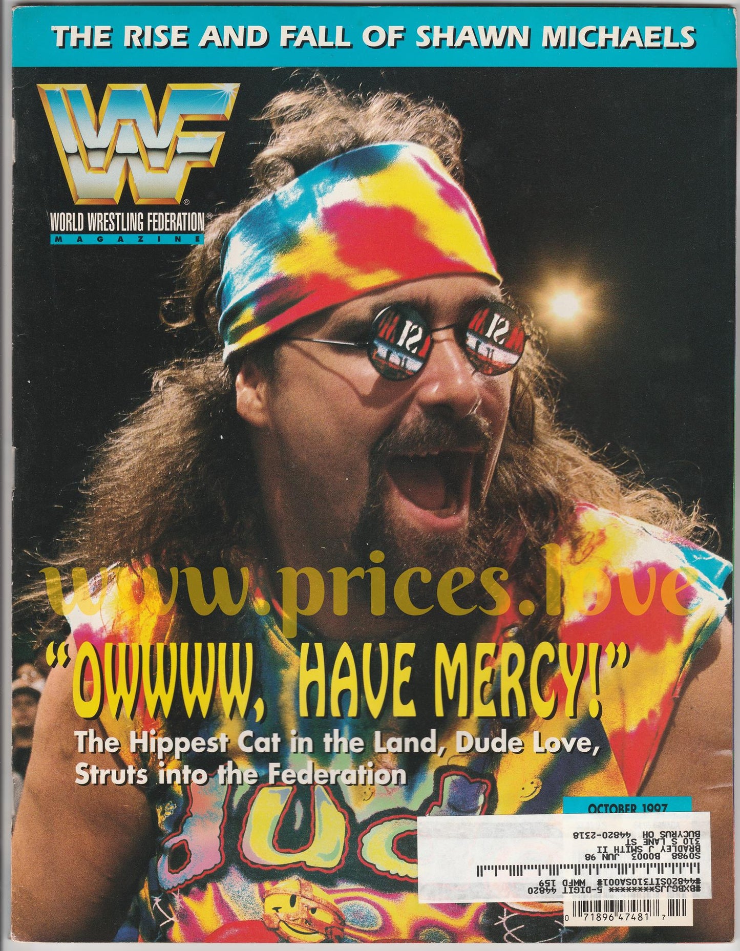 WWF Wrestling Magazine October 1997 Dude Love Mick Foley WWE Shawn Michaels Card