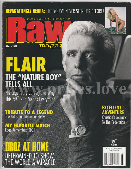 WWE RAW Wrestling Magazine March 2002 Ric Flair WWF Divas Debra Poster