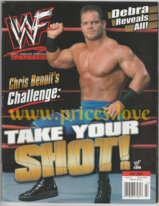 WWF Wrestling Magazine July 2001 Chris Benoit Debra POSTER divas WWE Kurt Angle