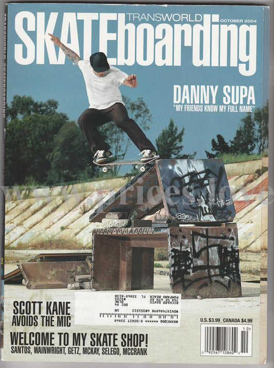 Transworld Skateboarding Magazine October 2004 Danny Supa Scott Kane Santos Getz