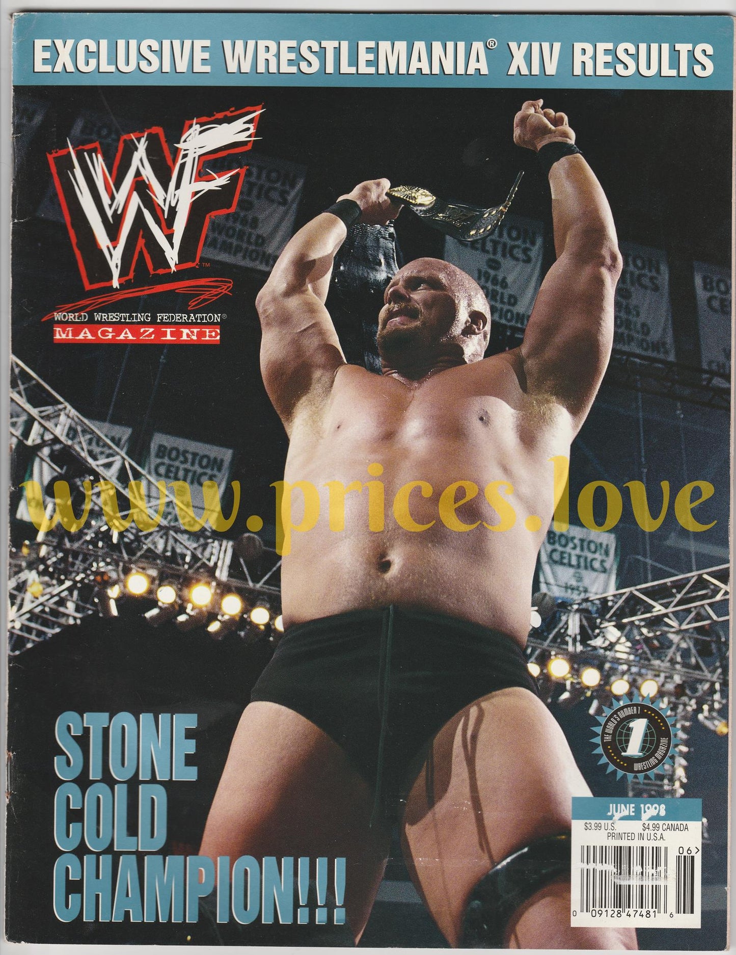 WWF Wrestling Magazine June 1998 Steve Austin Wrestlemania XIV Jackyl POSTER WWE