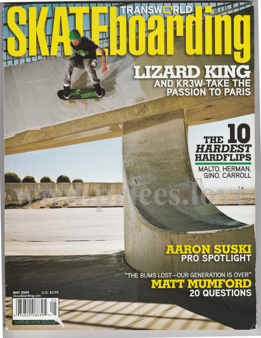 Transworld Skateboarding Magazine May 2009 Lizard King Aaron Suski Matt Mumford