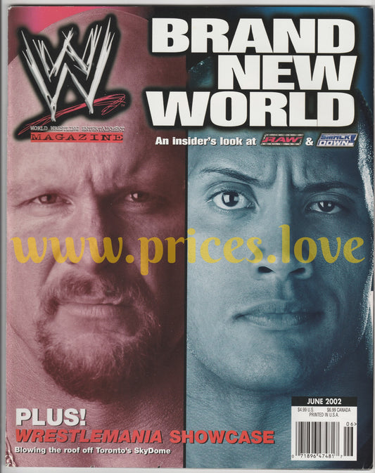 WWE Wrestling Magazine June 2002 RAW Smackdown The Rock Steve Austin + POSTER