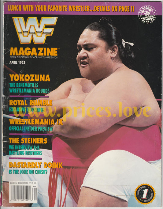 WWF Wrestling Magazine April 1993 Yokozuna Royal Rumble Wrestlemania IX Steiners