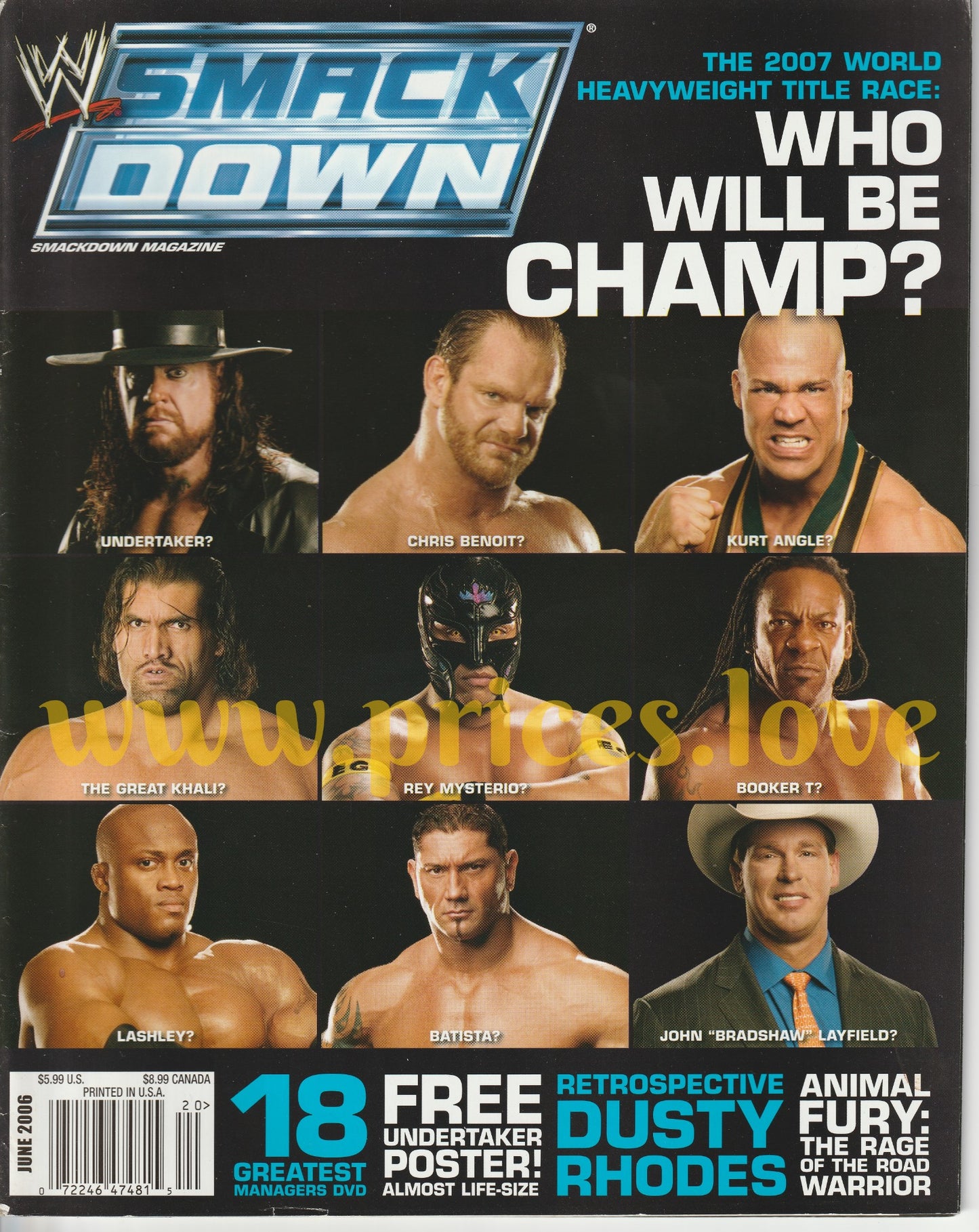 WWE Smackdown Wrestling Magazine June 2006 Undertaker Chris Benoit Kurt Angle