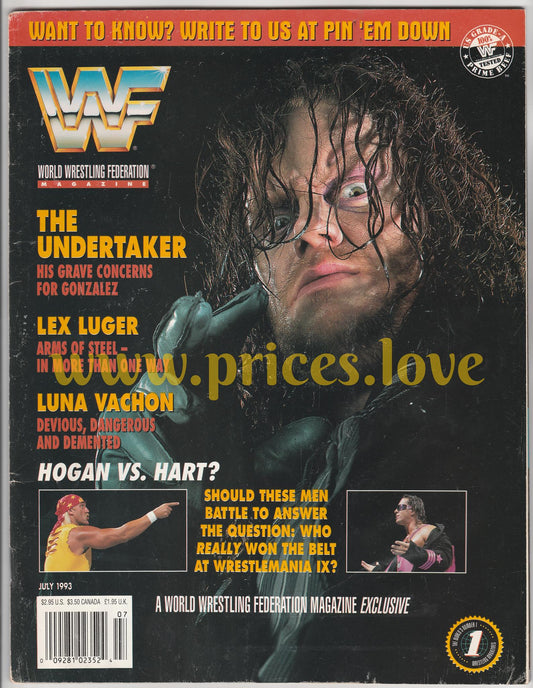 WWF Wrestling Magazine July 1993 Undertaker Hulk Hogan Lex Luger Luna Vachon WWE