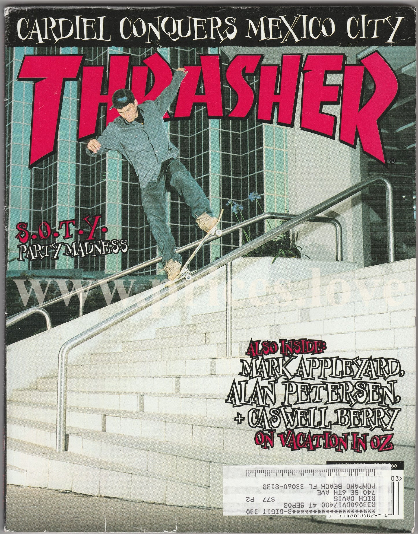 Thrasher Skateboarding Magazine March 2003 Cardiel Mexico City Mark Appleyard