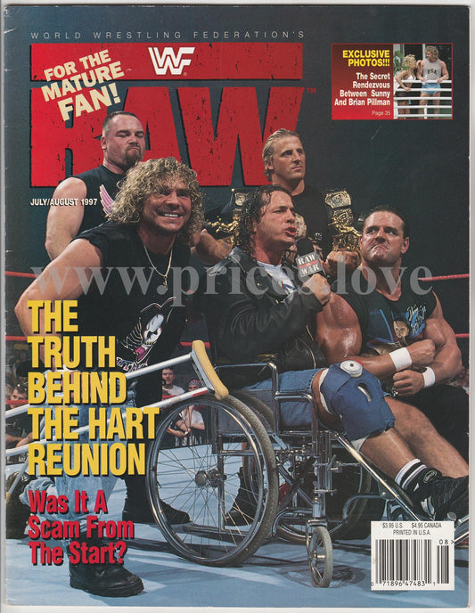 WWF RAW Wrestling Magazine July August 1997 Hart Foundation Reunion Bret Owen