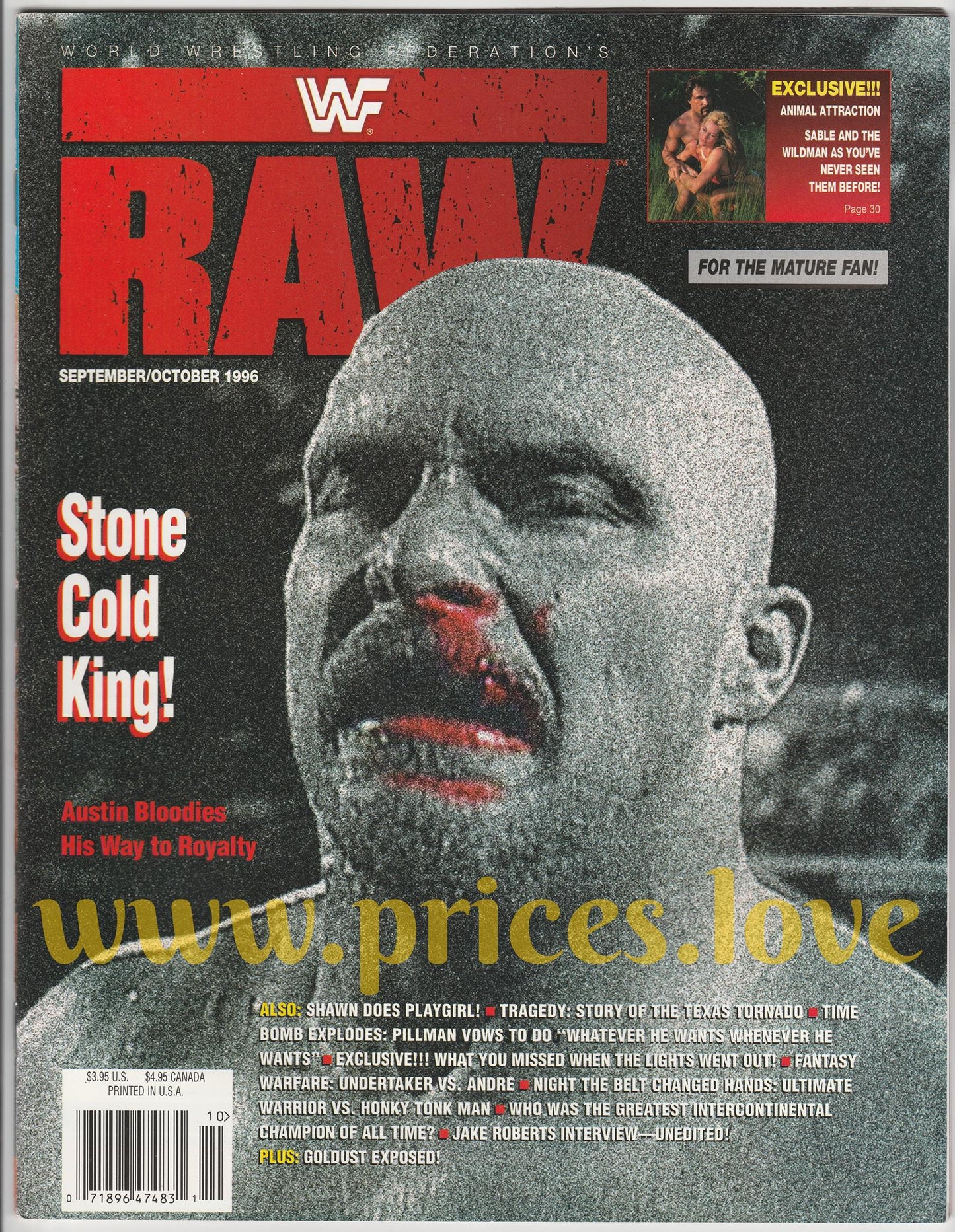 WWF RAW Wrestling Magazine September October 1996 Steve Austin Sable POSTER wwe