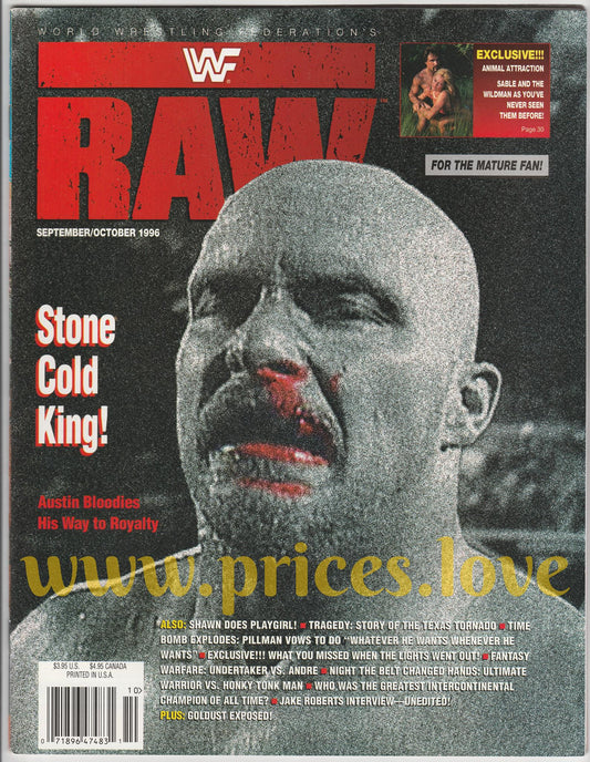 WWF RAW Wrestling Magazine September October 1996 Steve Austin Sable POSTER wwe