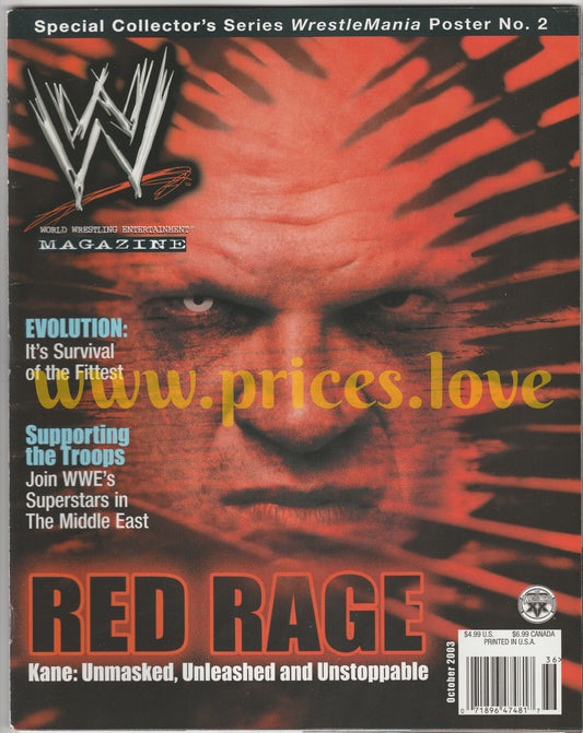 WWF Wrestling Magazine October 2003 Kane wwf Evolution + WRESTLEMANIA 2 POSTER