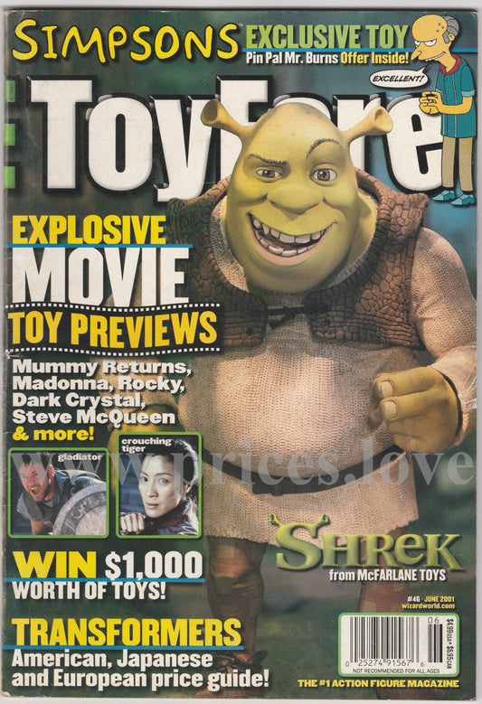 Toyfare Magazine June 2001 #46 Cover 1 of 2 Shrek The Simpsons Transformers Dark