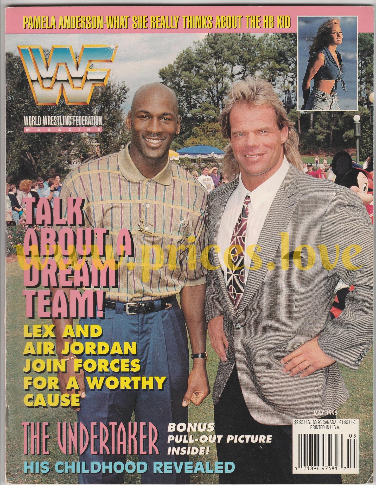 WWF Wrestling Magazine May 1995 Michael Jordan Lex Luger Pamela Anderson Poster