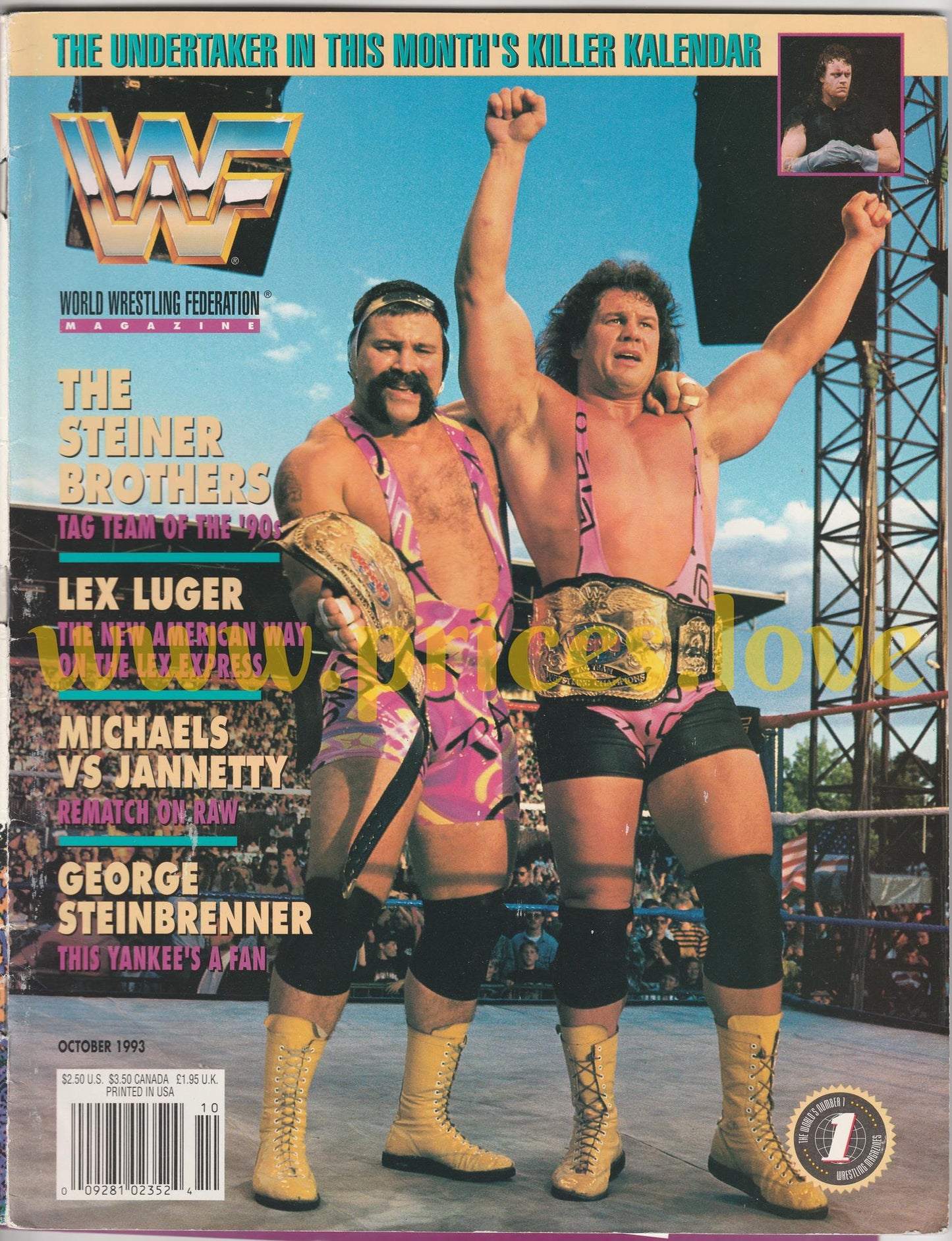 WWF Wrestling Magazine October 1993 Steiner Brothers Lex Luger Undertaker Poster