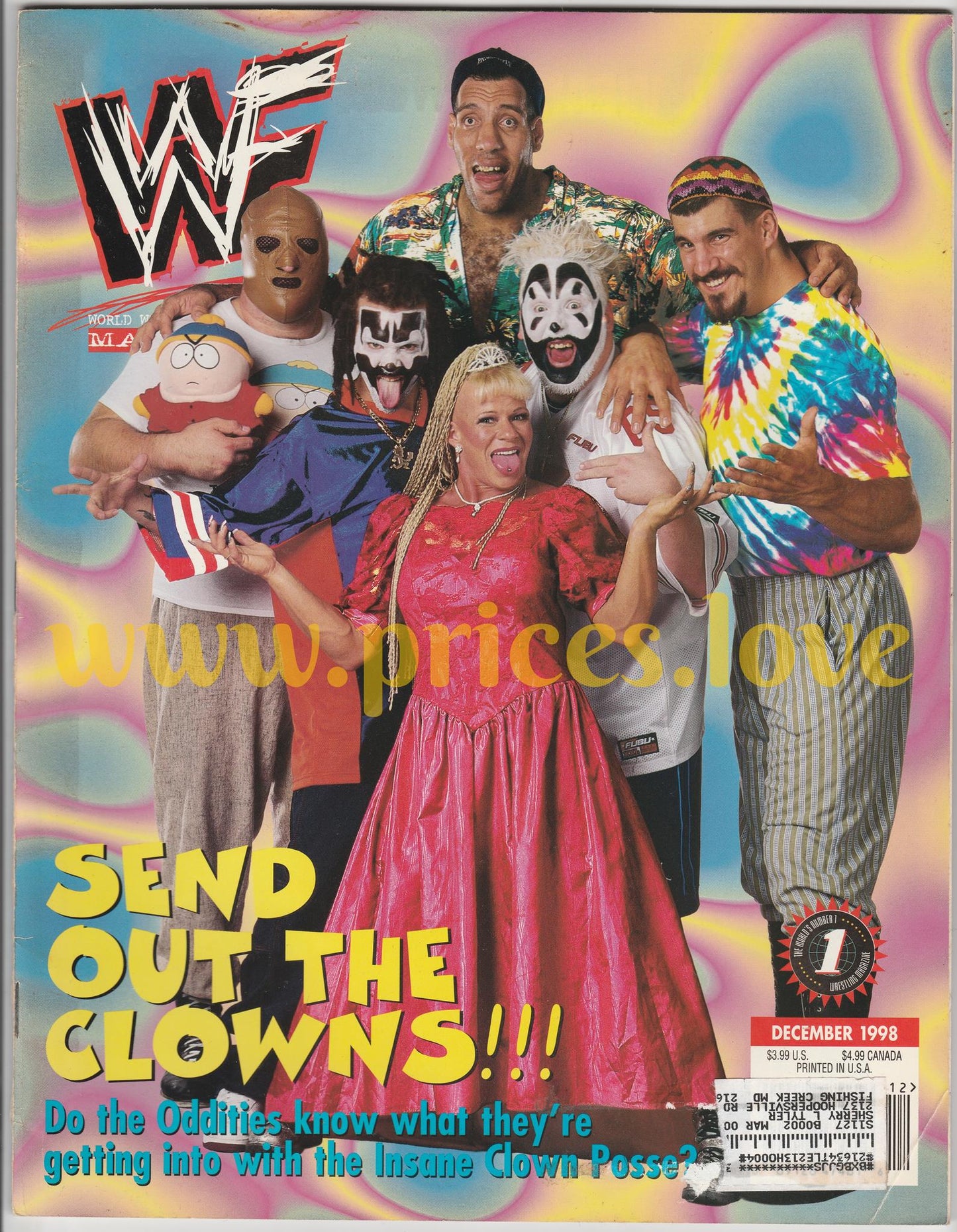 WWF Wrestling Magazine December 1998 ICP Oddities WWF Luna Vachon Edge POSTER