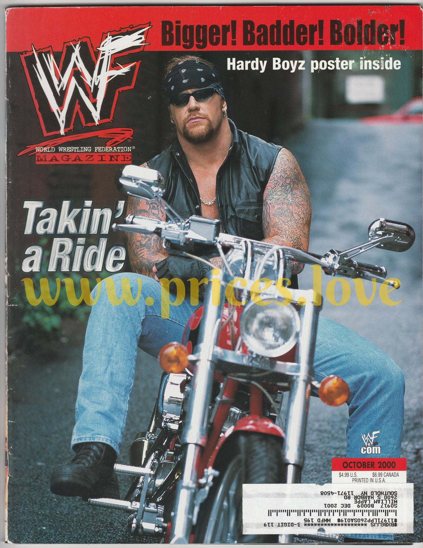 WWF Wrestling Magazine October 2000 Undertaker Hardy Boyz POSTER Fully Loaded #1