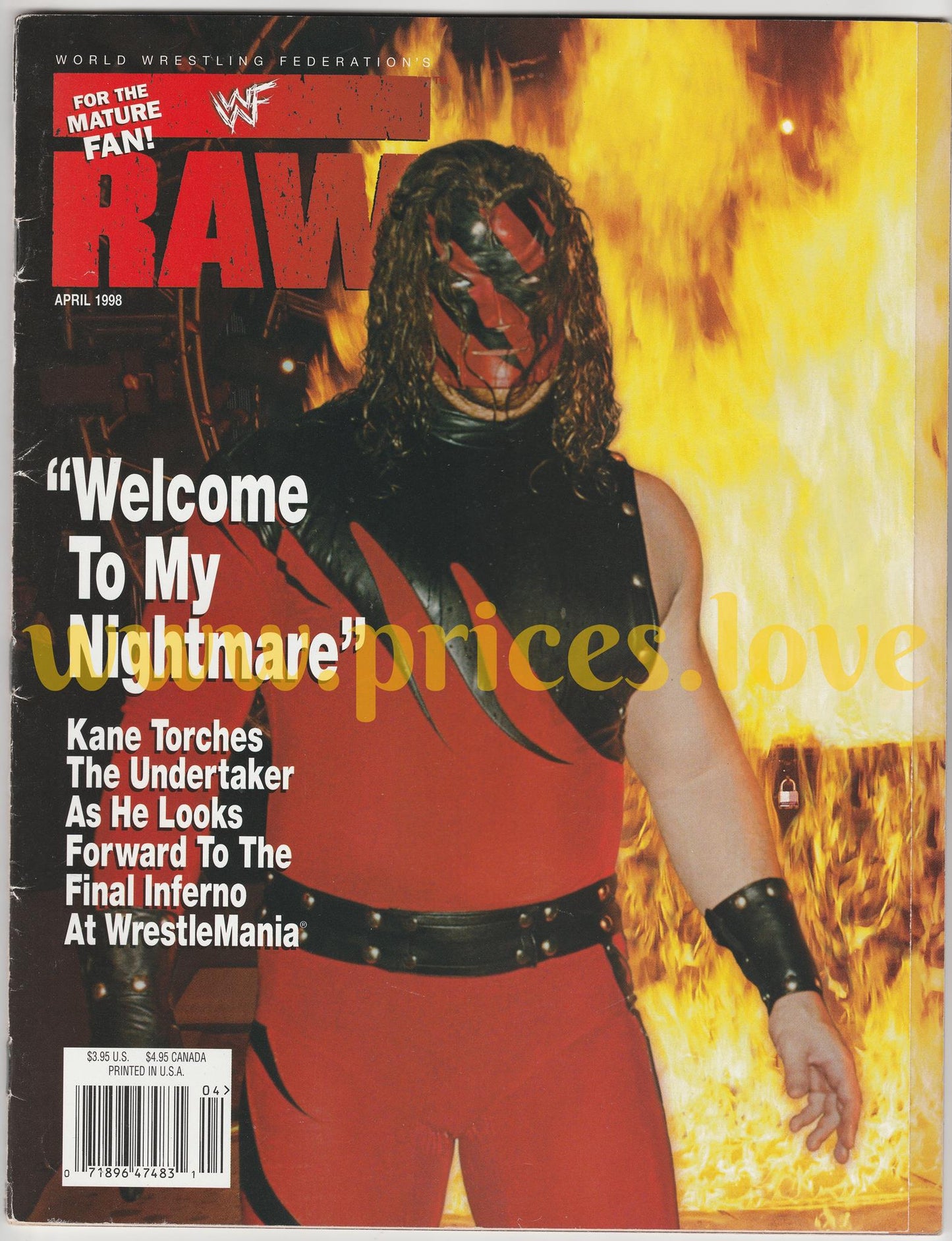 WWF RAW Wrestling Magazine April 1998 Kane WWE Vader Goldust Mick Foley Divas