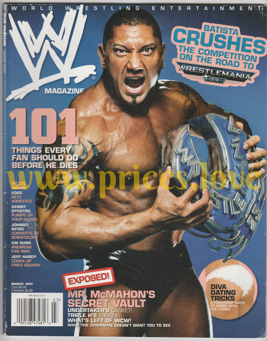 WWE Wrestling Magazine March 2007 Batista WWF Wrestlemania 23 Edge CM Punk Hardy