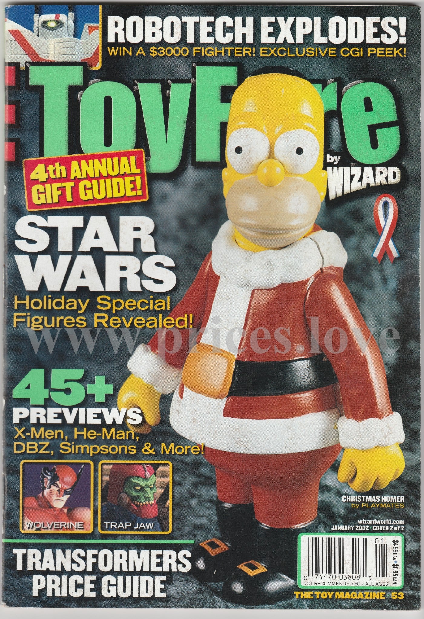 Toyfare Magazine January 2002 #53 Cover 2 of 2 The Simpsons Transformer Star War