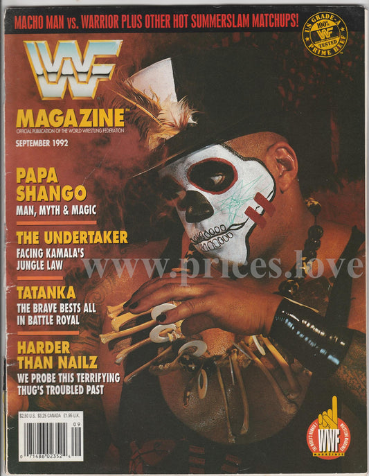 WWF Wrestling Magazine September 1992 Papa Shango Undertaker Tatanka Nailz WWE