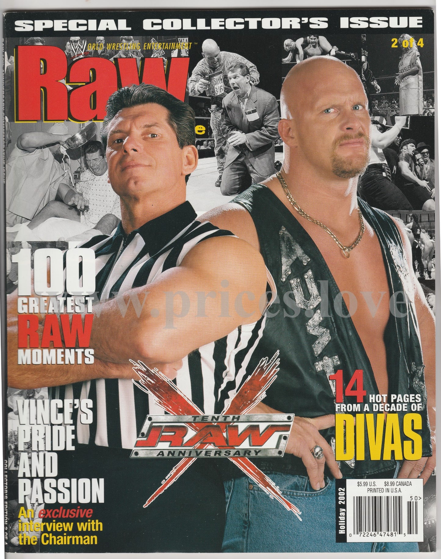 WWE RAW Wrestling Magazine Holiday 2002 Vince McMahon Steve Austin 2 of 4 WWF