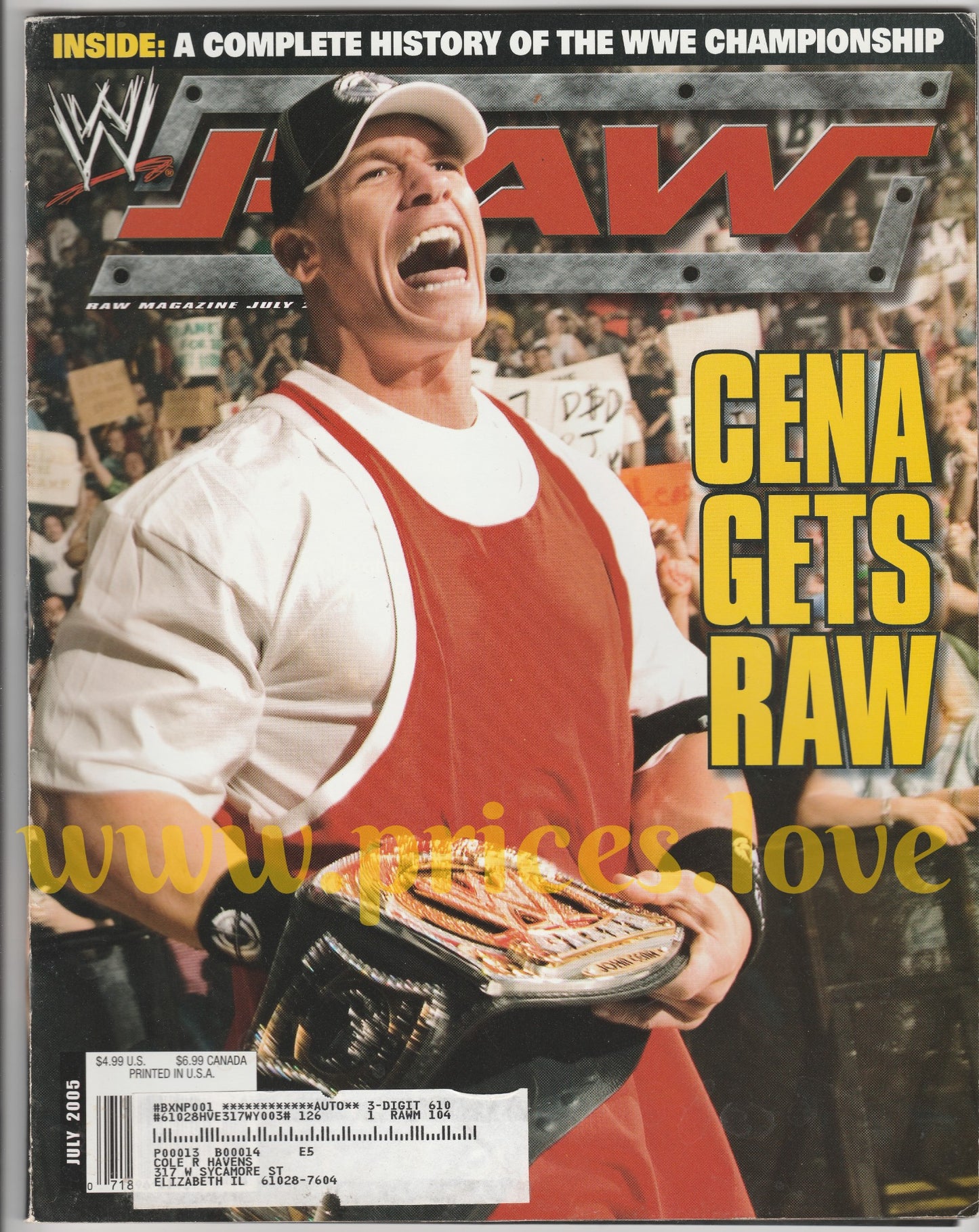 WWE RAW Wrestling Magazine July 2005 John Cena WWE Championship History POSTER