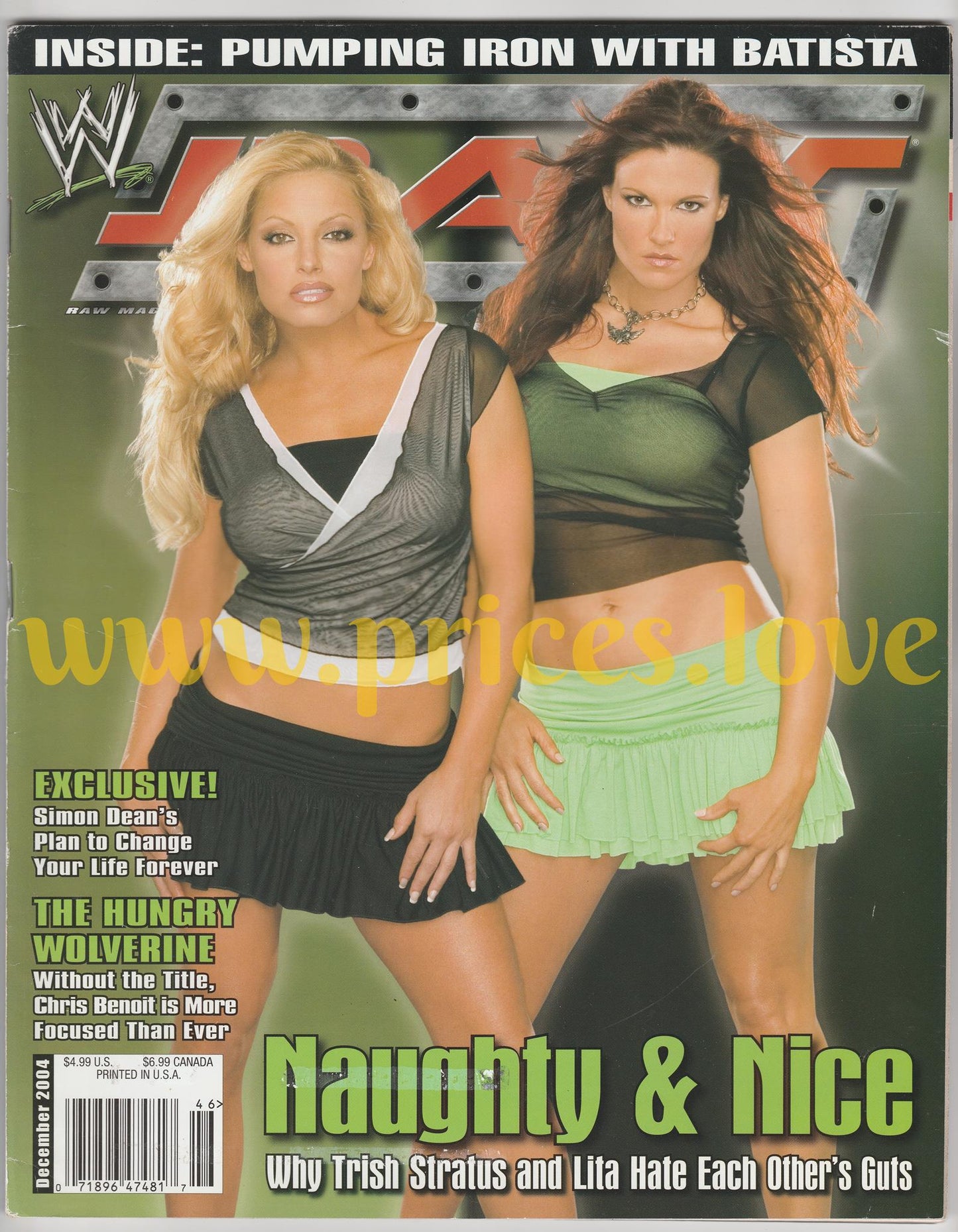 WWE RAW Wrestling Magazine December 2004 Trish Stratus Lita POSTER WWF diva tna