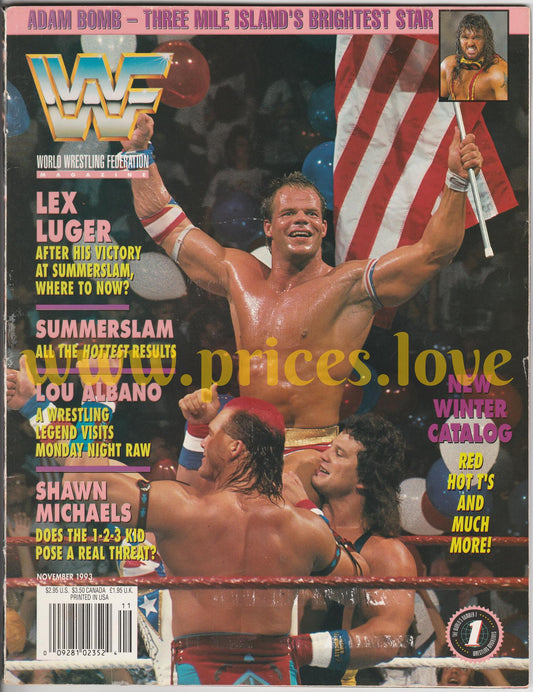 WWF Wrestling Magazine November 1993 Lex Luger Adam Bomb Summerslam WWE Albano