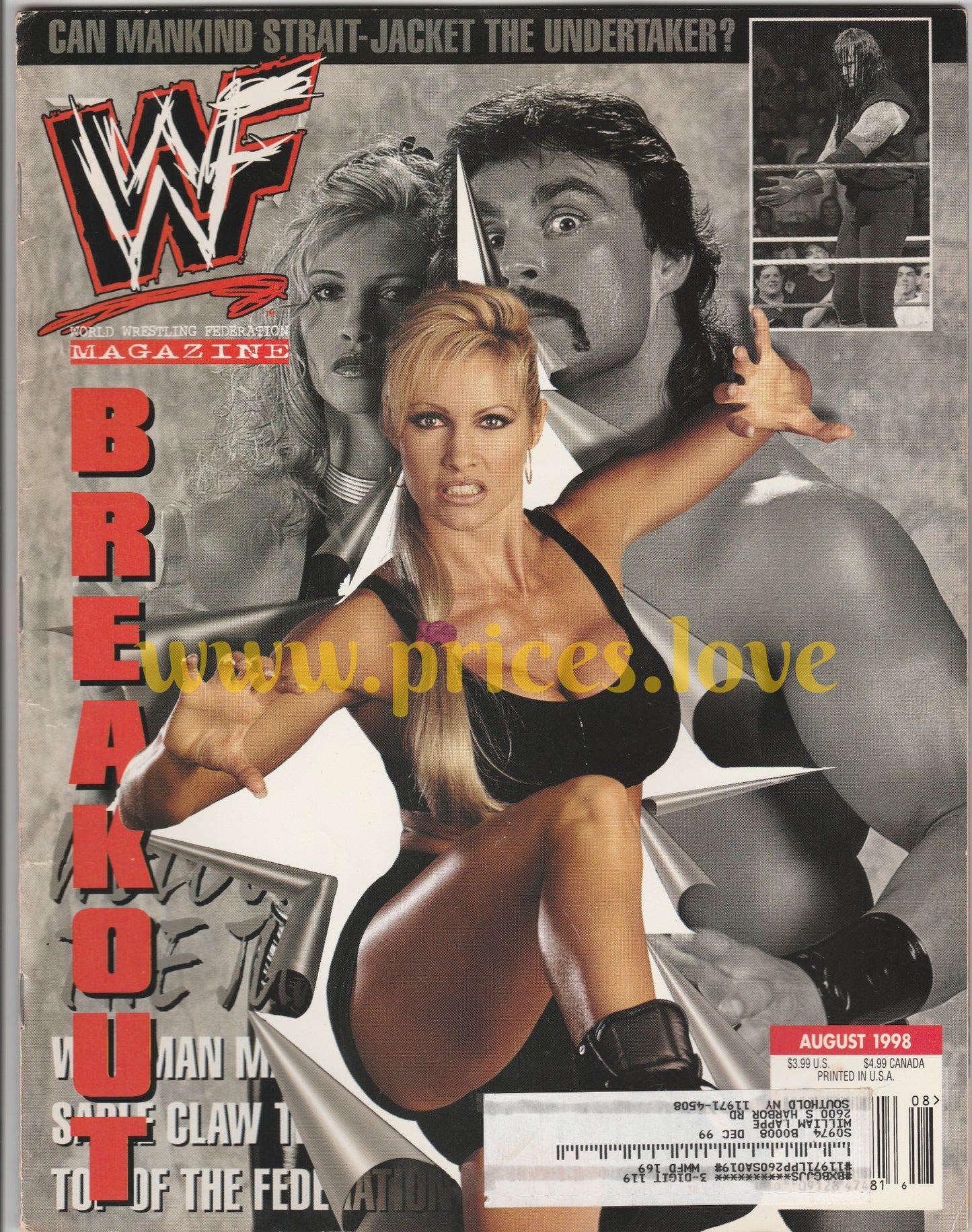 WWF Wrestling Magazine August 1998 Sable Rena Mero Paul Bearer Bradshaw POSTER