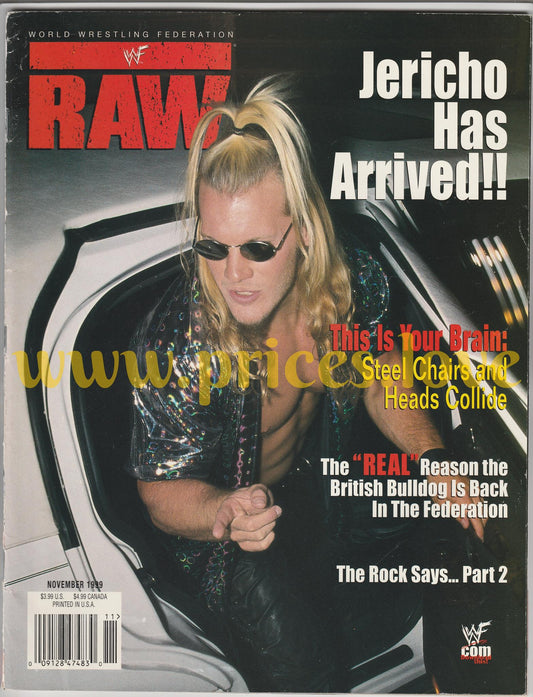 WWF RAW Wrestling Magazine November 1999 Chris Jericho The Rock WWE POSTER wcw