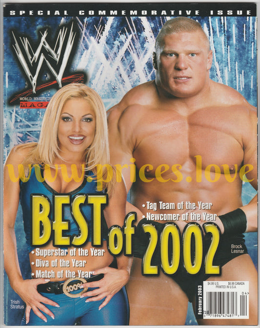 WWE Wrestling Magazine February 2003 Trish Stratus Brock Lesnar POSTER WWF Best