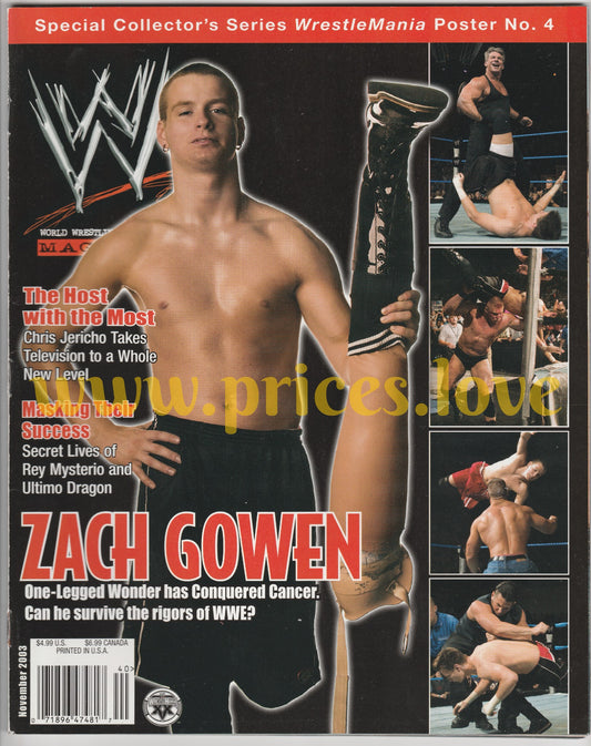 WWE Wrestling Magazine November 2003 Zach Gowen Wrestlemania 4 IV POSTER WWF