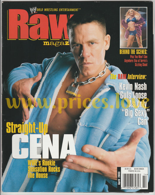 WWE RAW Wrestling Magazine April 2003 John Cena Poster & Catalog Kevin Nash NWO