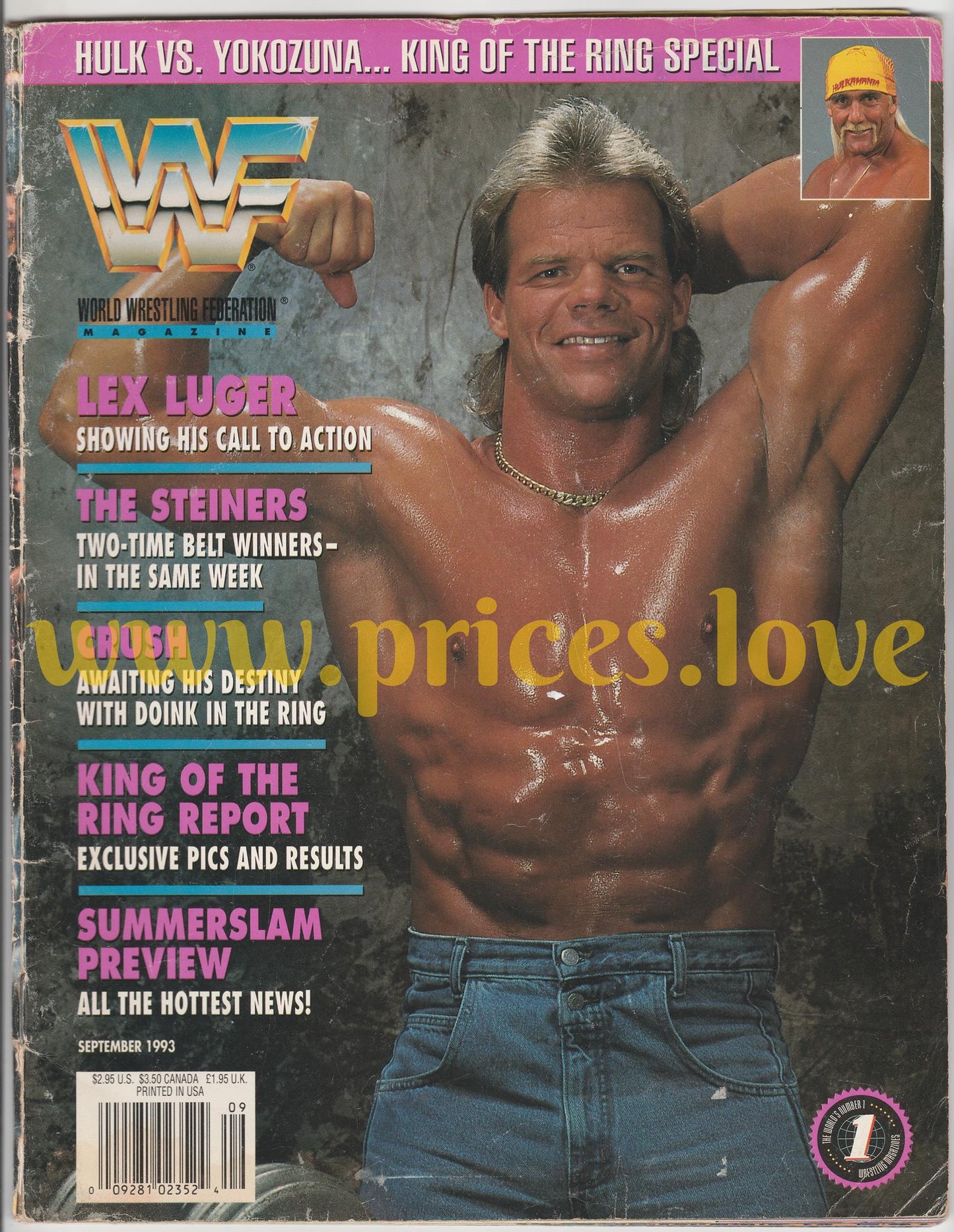 WWF Wrestling Magazine September 1993 Lex Luger Crush King Of The Ring WWE