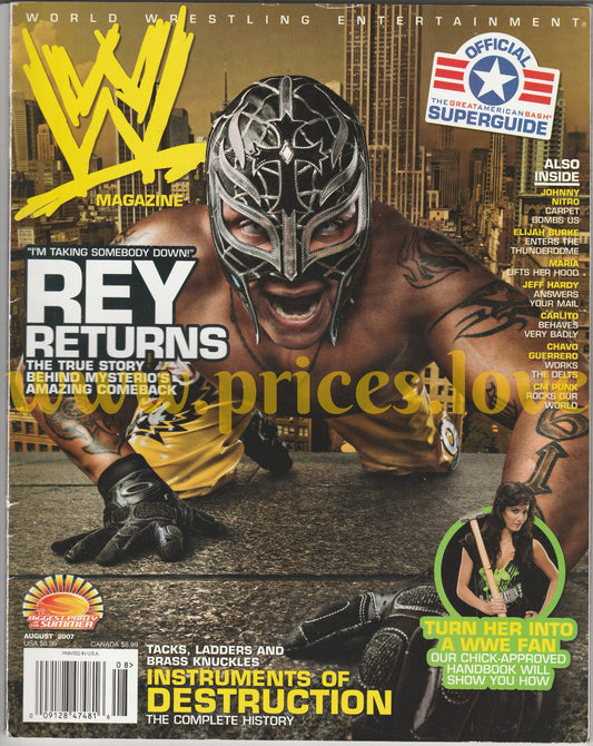 WWE Wrestling Magazine August 2007 Rey Mysterio Elijah Burke Maria WWF Diva