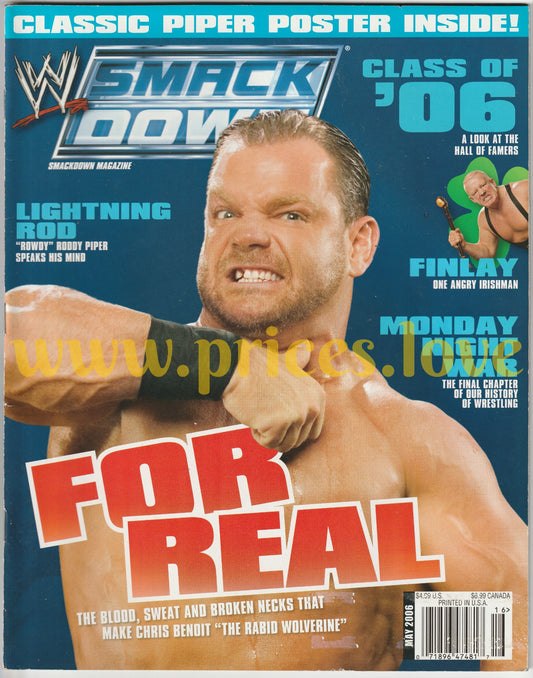 WWE Smackdown Wrestling Magazine May 2006 Chris Benoit Finlay Roddy Piper POSTER