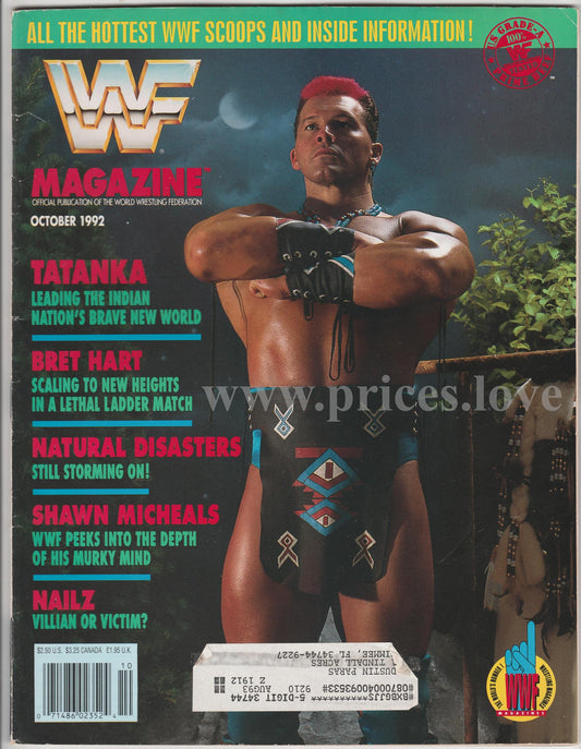 WWF Wrestling Magazine October 1992 Tatanka Bret Hart Natural Disasters WWE