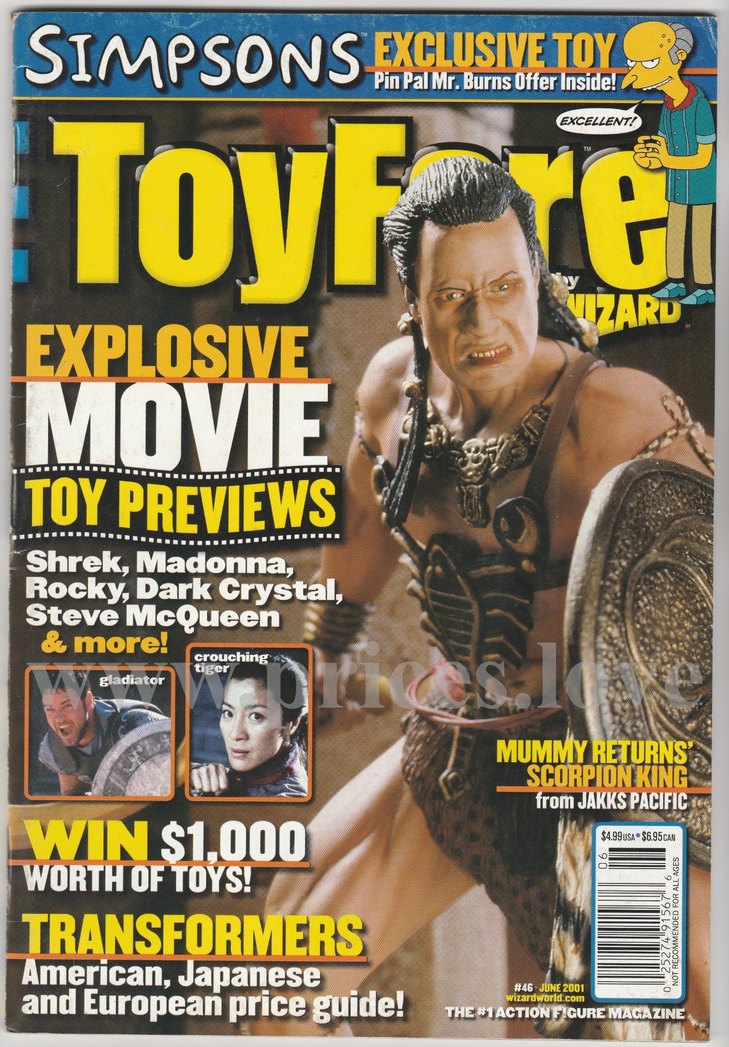 Toyfare Magazine June 2001 #46 Cover 1 of 2 Scorpion King Simpsons Transformers