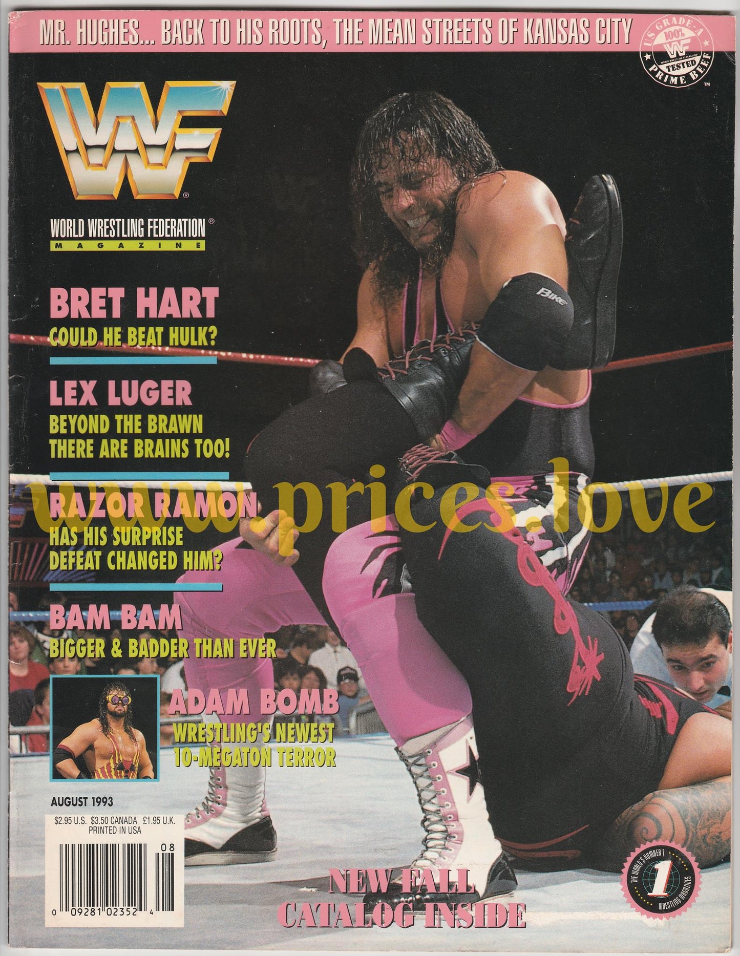 WWF Wrestling Magazine August 1993 Bret Hart Lex Luger Bam Bigelow WWE Ramon