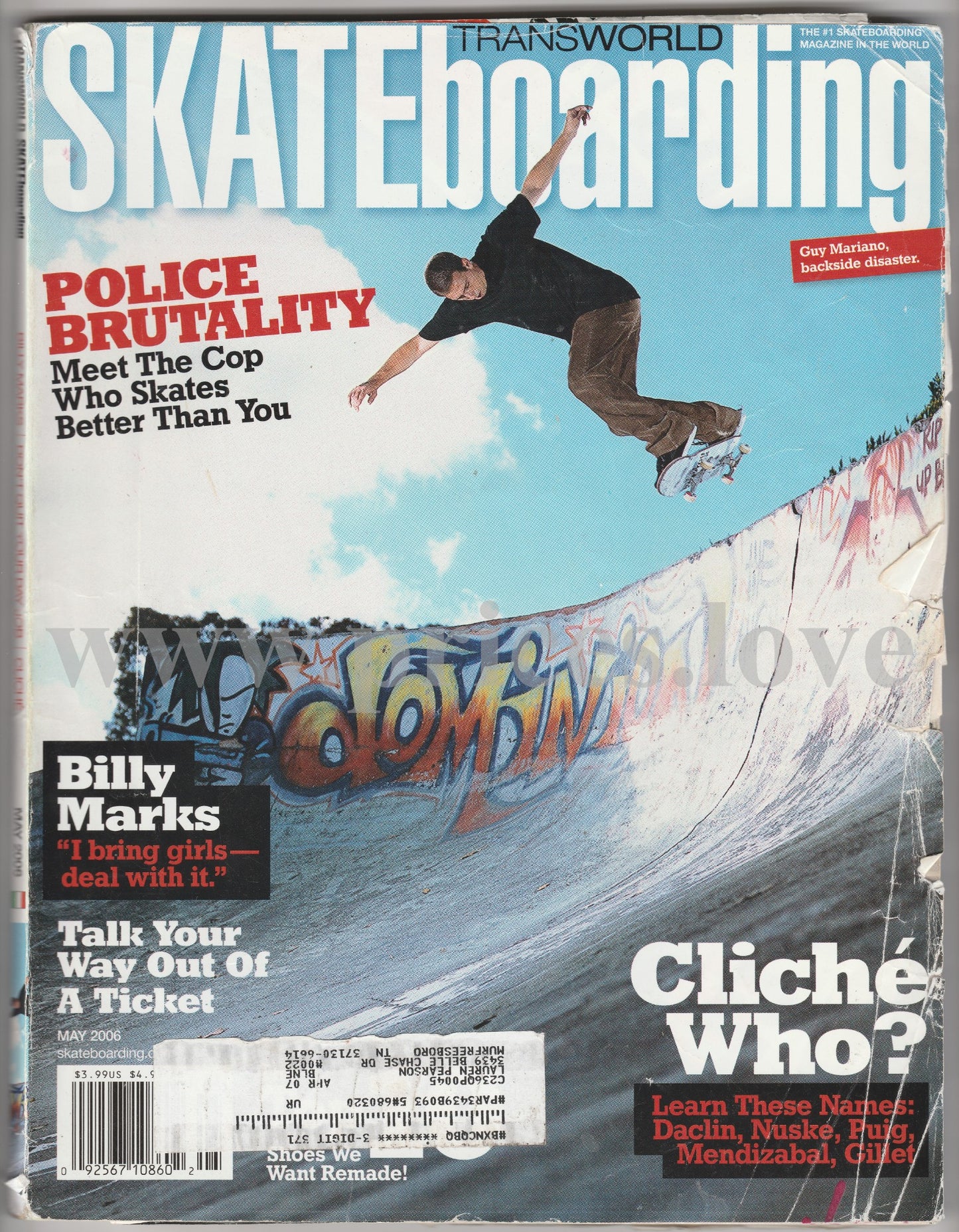 Transworld Skateboarding Magazine May 2006 Police Brutality Billy Marks