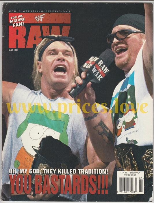 WWF RAW Wrestling Magazine May 1998 Billy Gunn Road Dog DX POSTER wwe Dan Severn