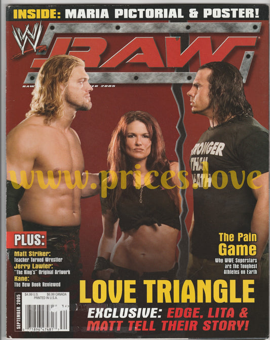 WWE RAW Wrestling Magazine September 2005 Edge Lita Matt Hardy WWF Maria POSTER