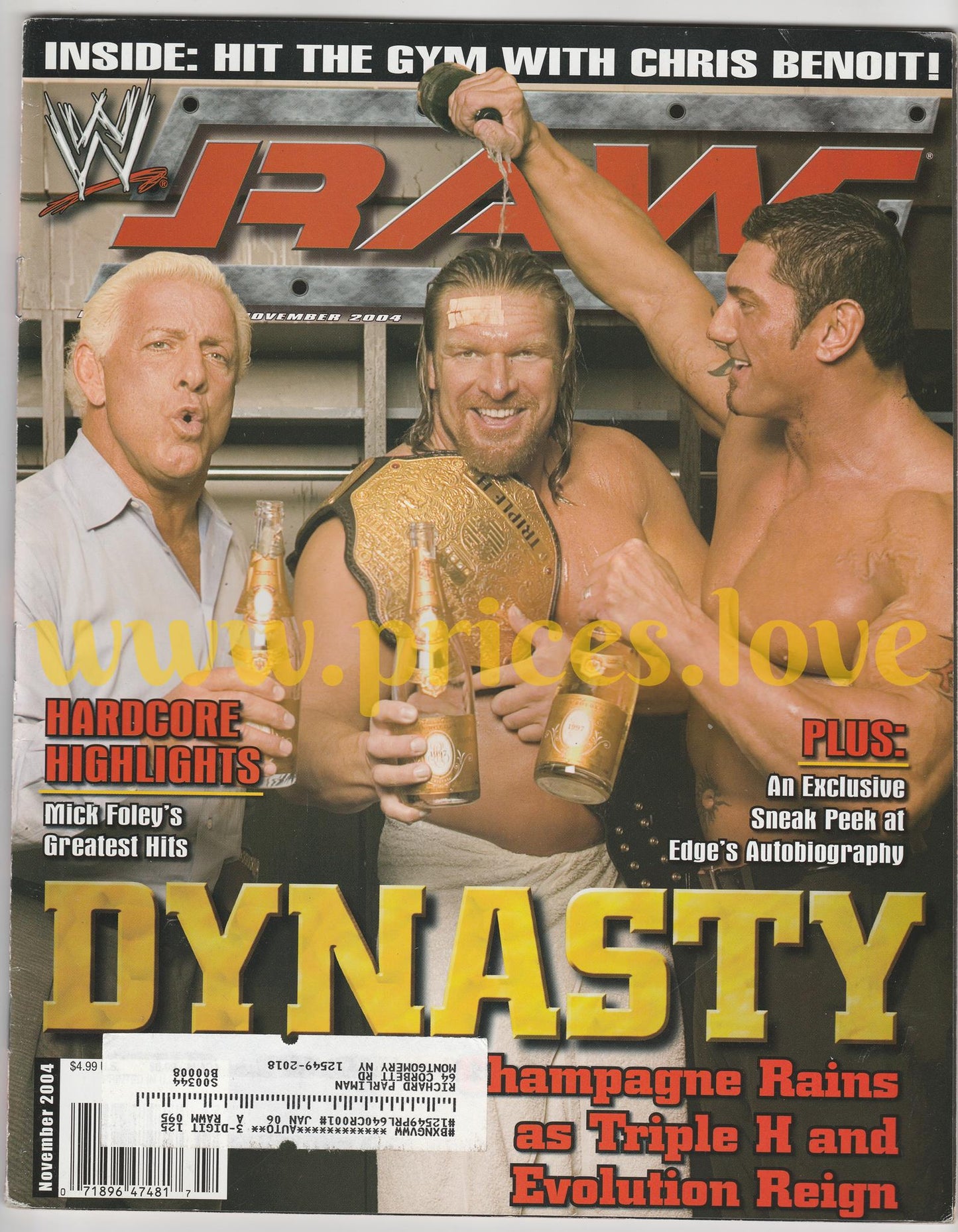 WWE RAW Wrestling Magazine  November 2004 Ric Flair Triple H Batista WWF