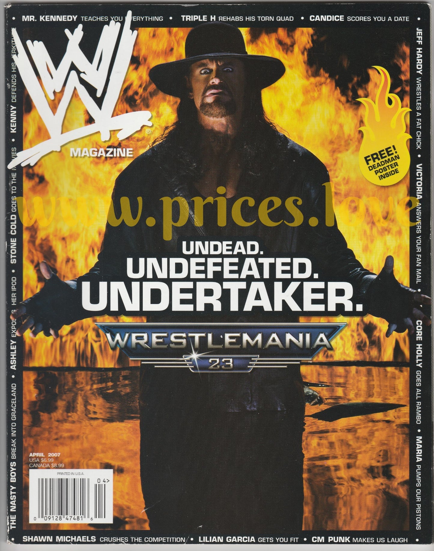 WWE Wrestling Magazine April 2007 Undertaker Wrestlemania 23 Jeff Hardy Hardcore